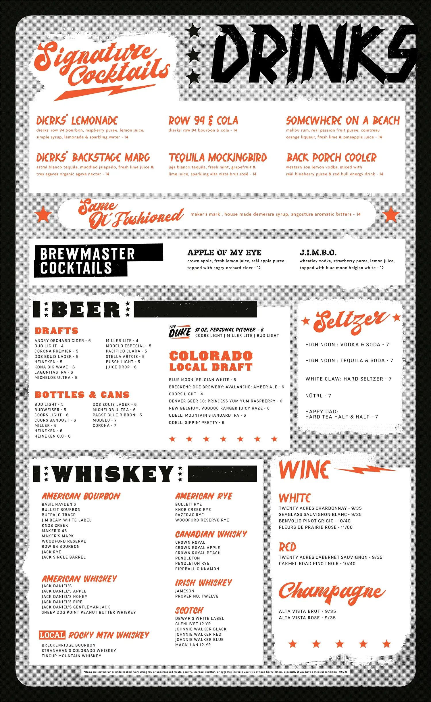 denver drinks menu