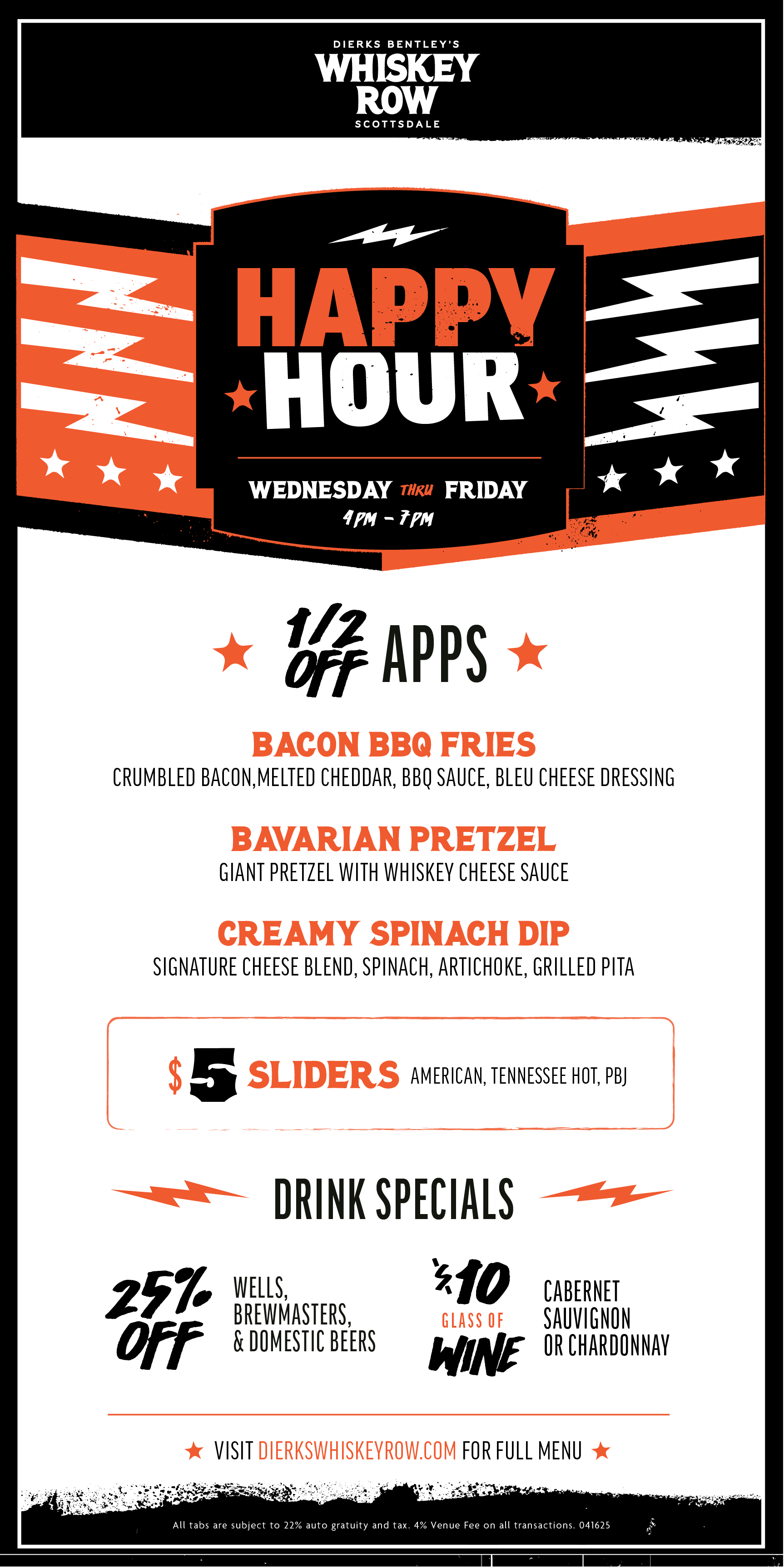 Whiskey row happy hour menu scotsdale min